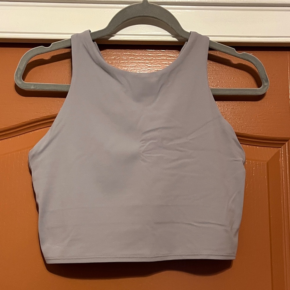 *Athleta* Cropped High Neck Sports Tank - Light Grey